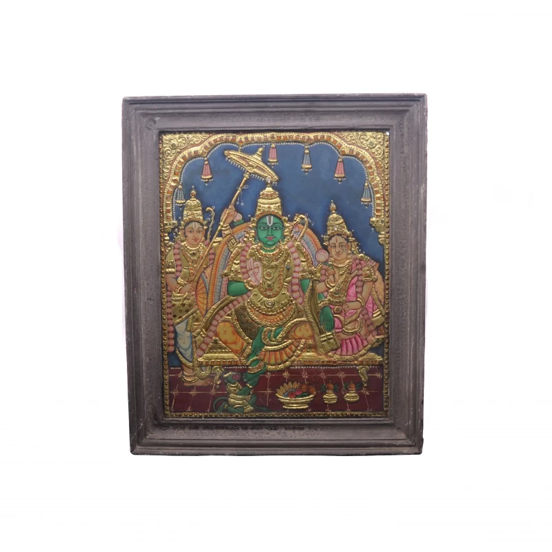 Lord Ram With Family - Tanjore Painting