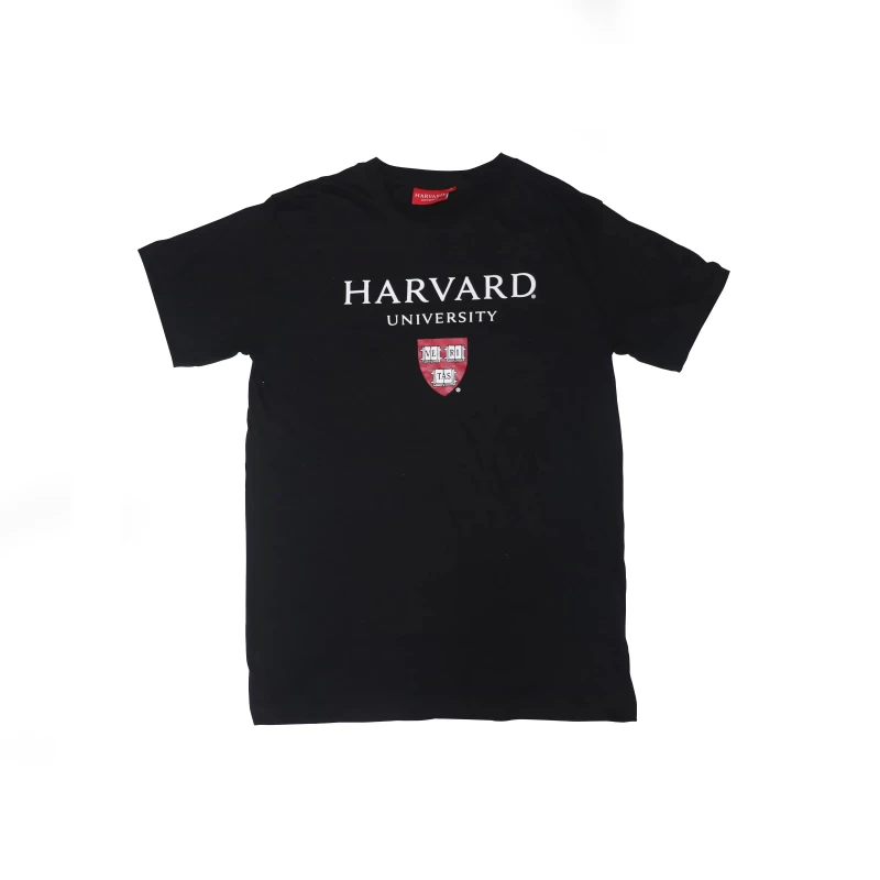 Mens Cotton Half Sleeve Harvard Black Color T Shirt