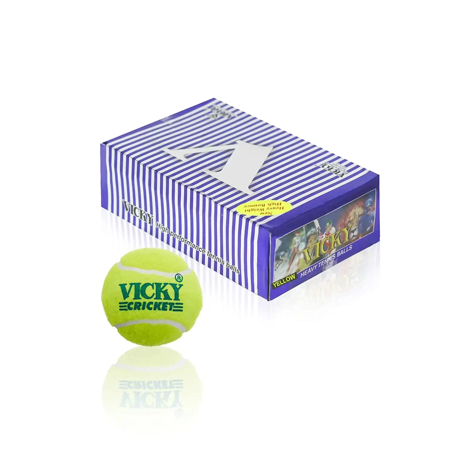 Vicky Heavy Cricket Tennis Ball (Pack of 6, Yellow)