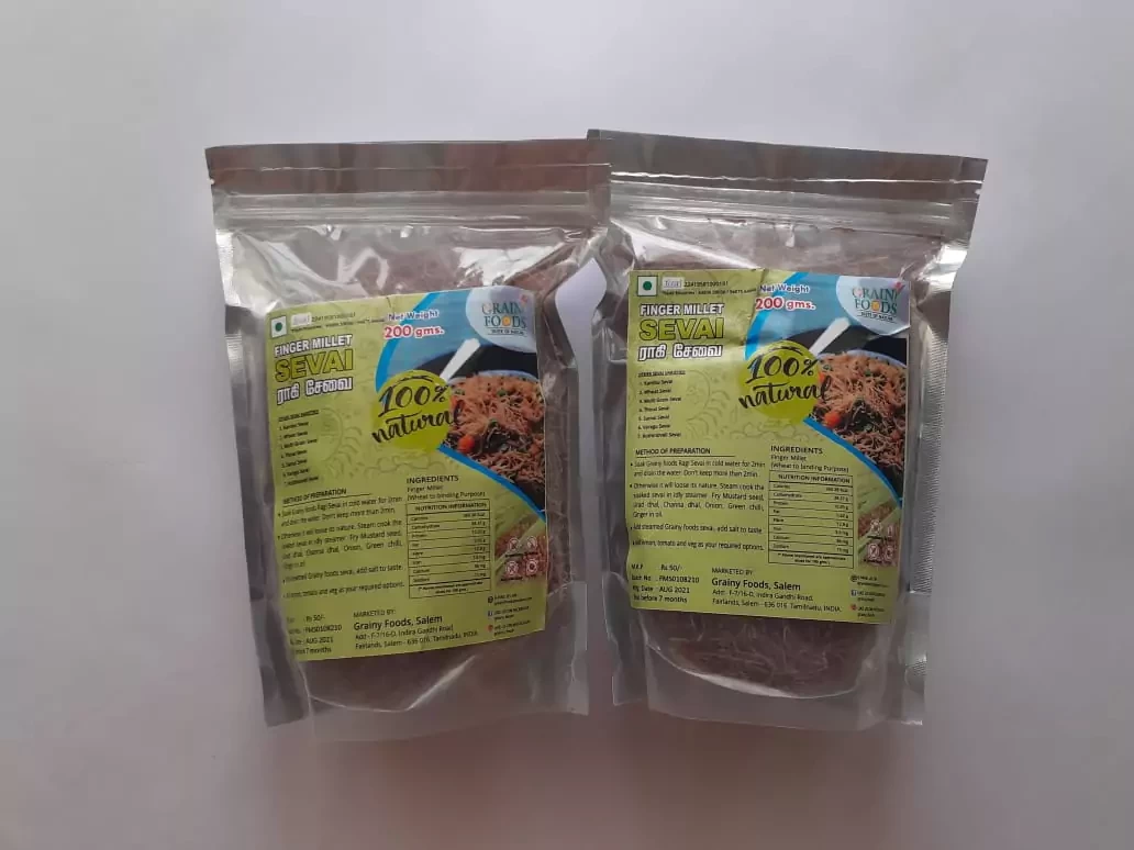 Grainy Foods Finger Millet Sevai/Vermicelli 200g - Pack of 2(2 x 200g)