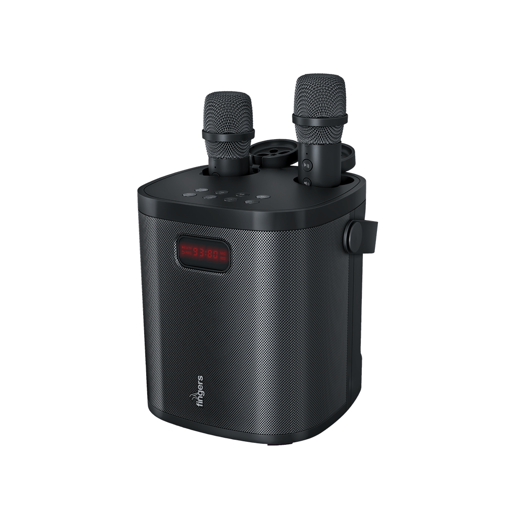 Fingers 2Mic-GrooveBox Portable Speaker with 2 Wireless Mics
