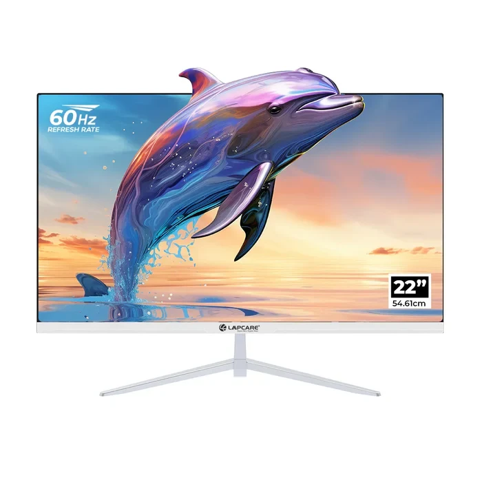 Lapcare LED Monitor LM22WHD - 22" (54.61CM) IPS Display with FHD Quality | 1920 X 1080 | Flick Free & 178 Degree Wide Viewing Angle | Slim Design & Frameless Body | Metal Stand & VGA+ HDMI Ports