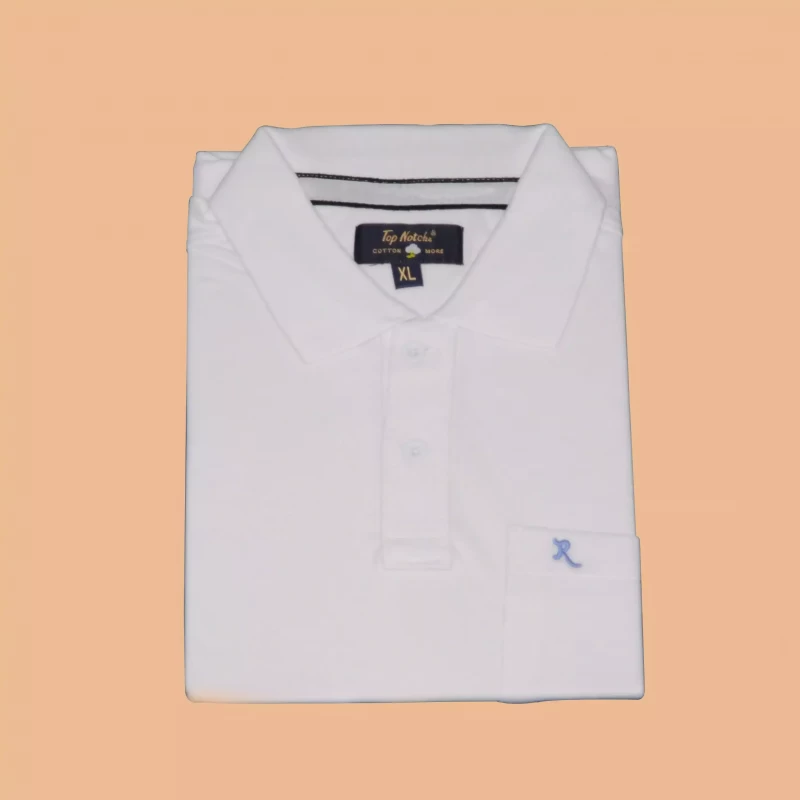 Solid Men Polo Neck White color T-shirt XL Size