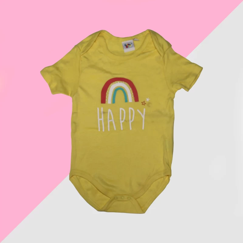 Romper For Baby Boys & Baby Girls Printed Cotton Yellow Color