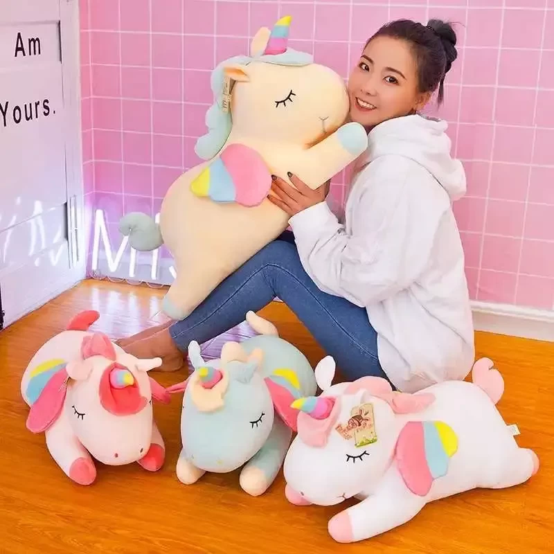 Medium Size Funny Unicorn Stuffed Animal Plush Toy - 70 cm  (Baby Pink, Blue)